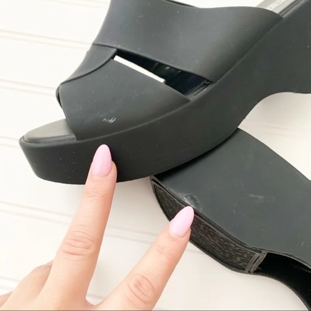 Jeffrey Campbell Womens 8 Jelly Slide Black Platforms